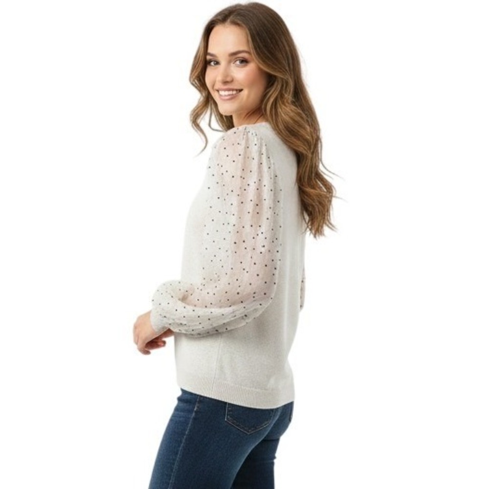 Adrianna Papell Sweater Womens L Prairie Cottagecore‎ Country Neutral Tight Knit